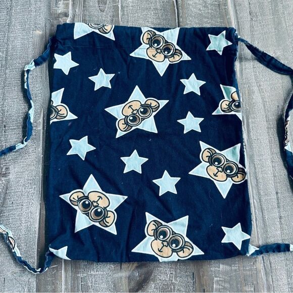 Vintage Monkey Print Fabric Travel Drawstring Backpack Bag - Picture 1 of 3